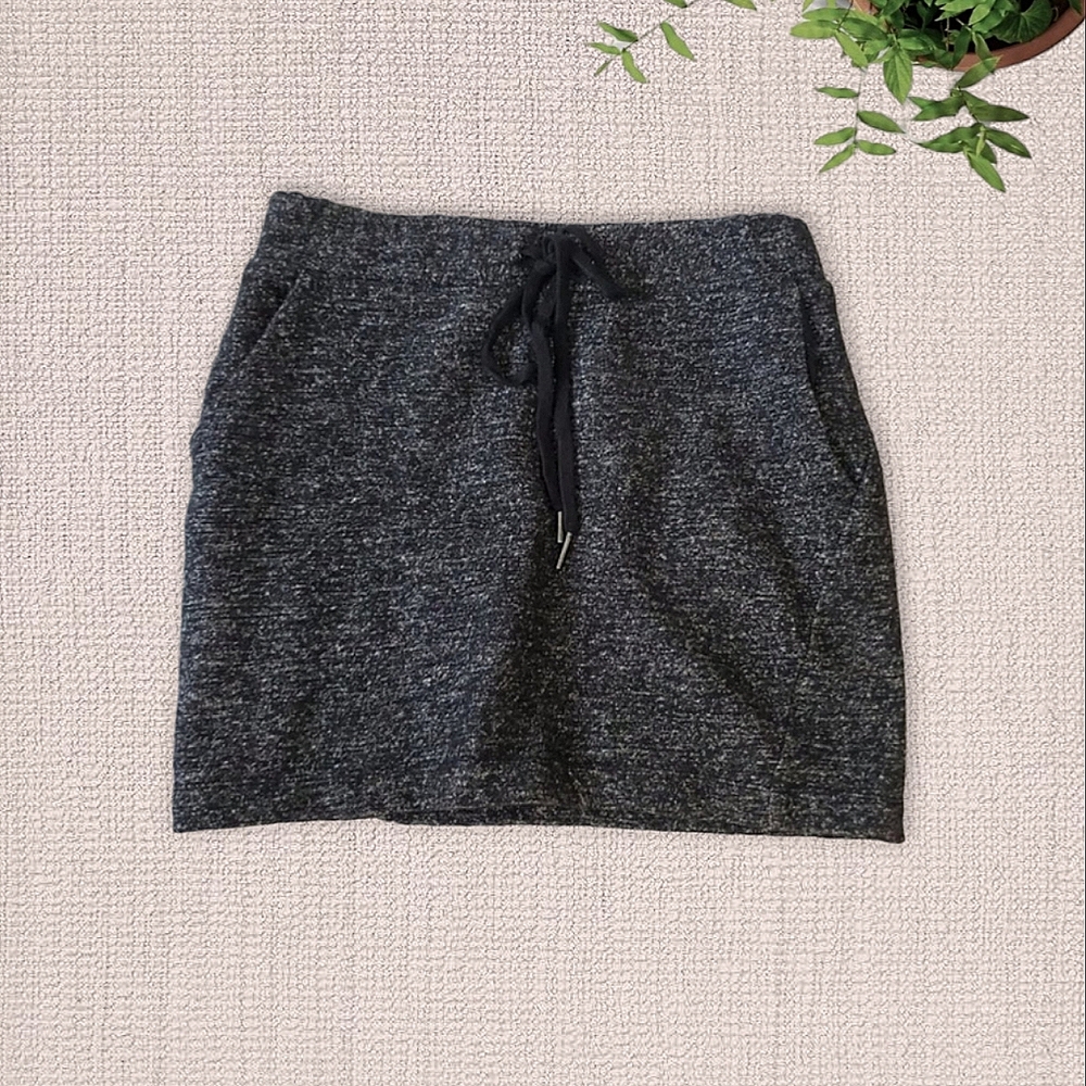 Wool Grey Double Lined Drawstring Grey Heathered Skirt
